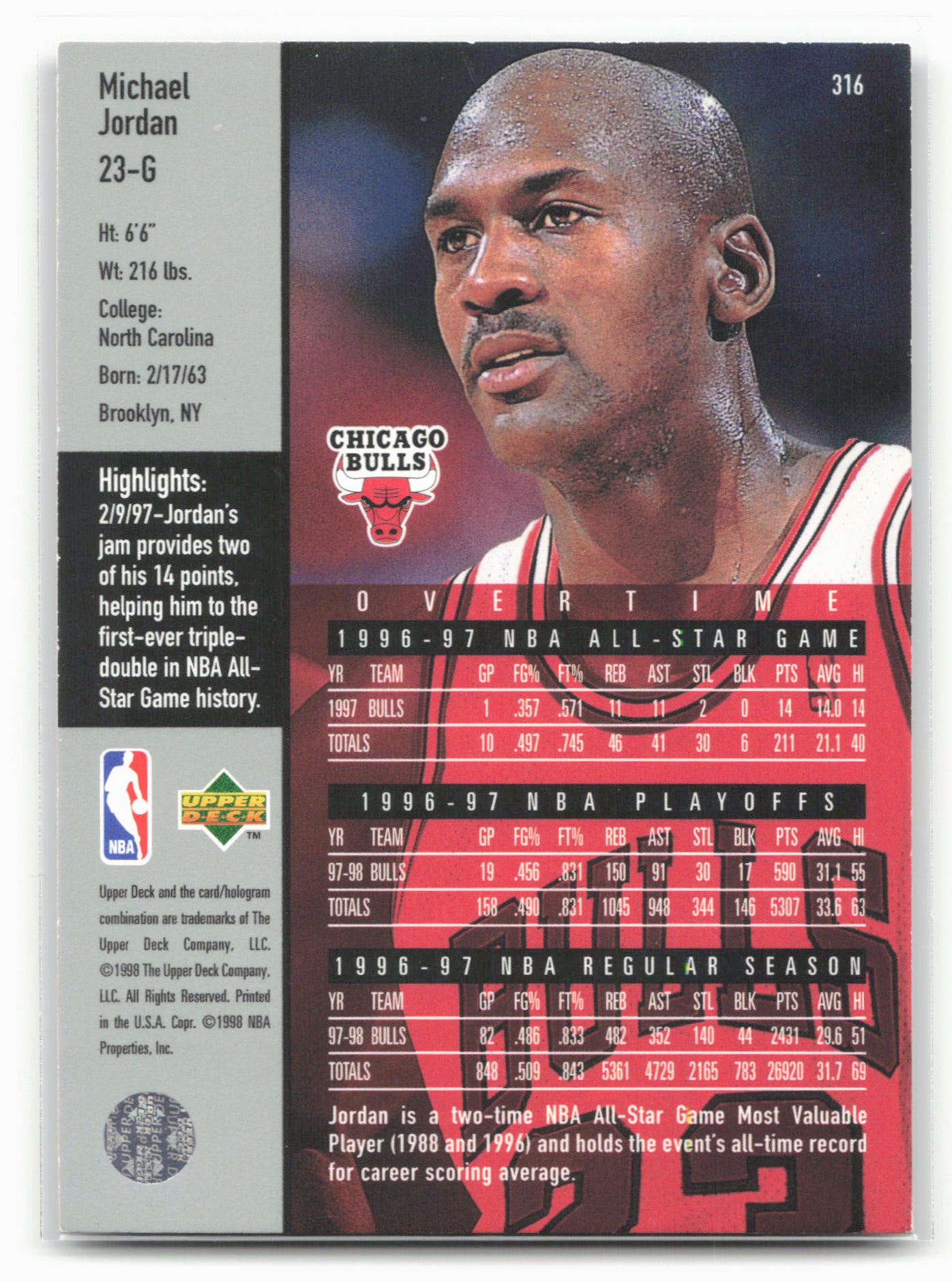 1997-98 Upper Deck #316 Michael Jordan