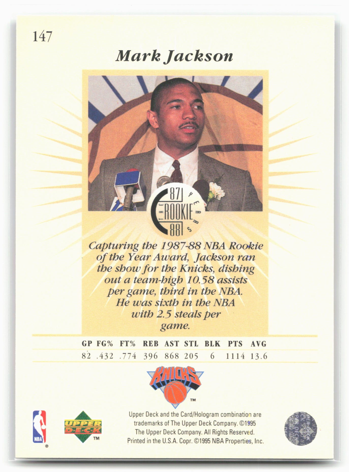 1995-96 Upper Deck #147 Mark Jackson