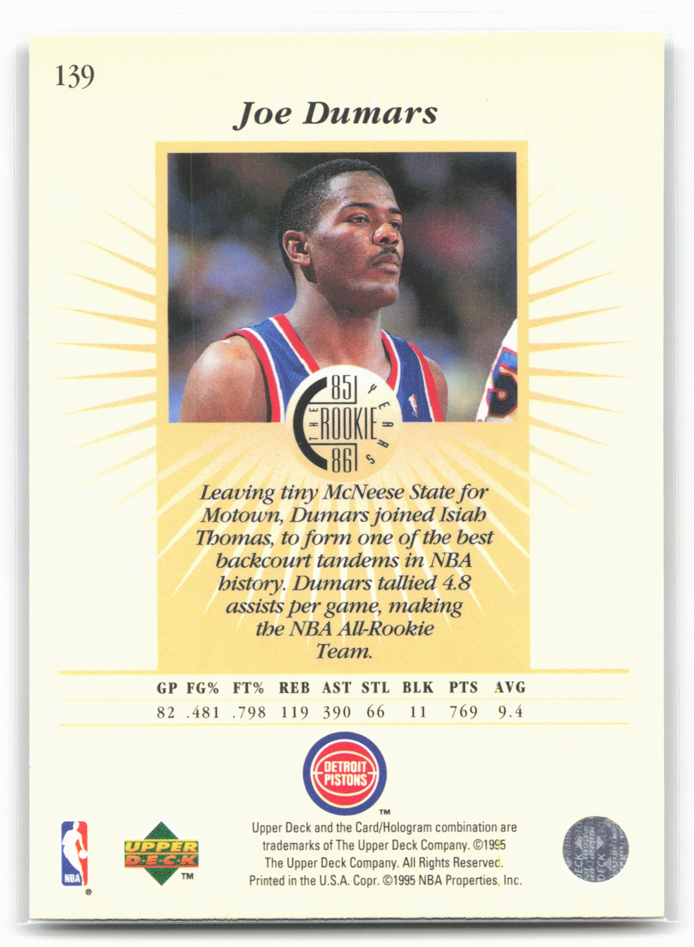 1995-96 Upper Deck #139 Joe Dumars