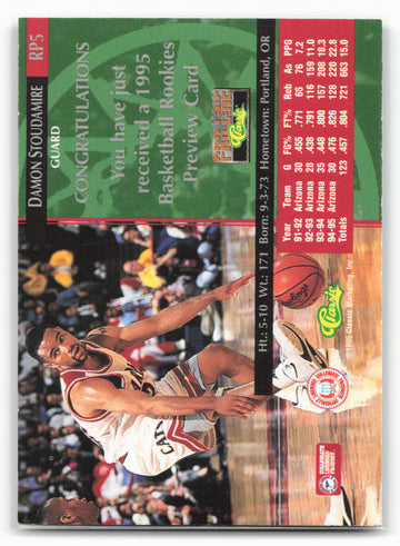 1995 Classic Rookies #RP5 Damon Stoudamire Pro Line Previews