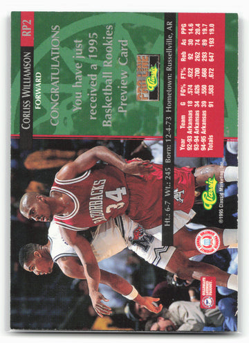 1995 Classic Rookies #RP2 Corliss Williamson Pro Line Previews