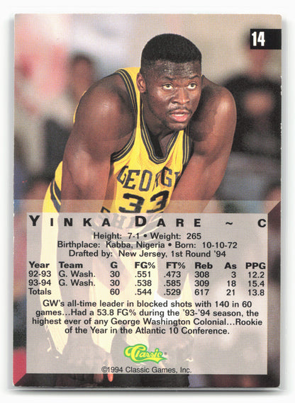 1994 Classic Four Sport #14 Yinka Dare Gold