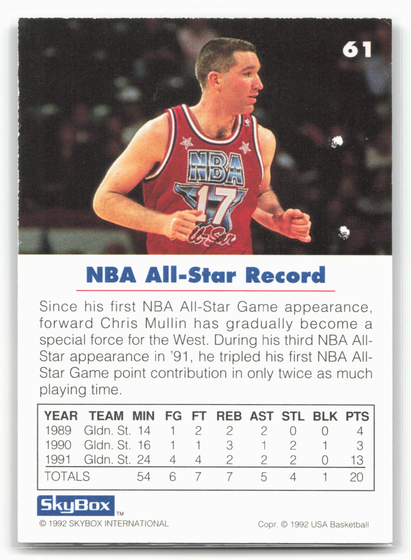 1992 SkyBox USA #61 Chris Mullin