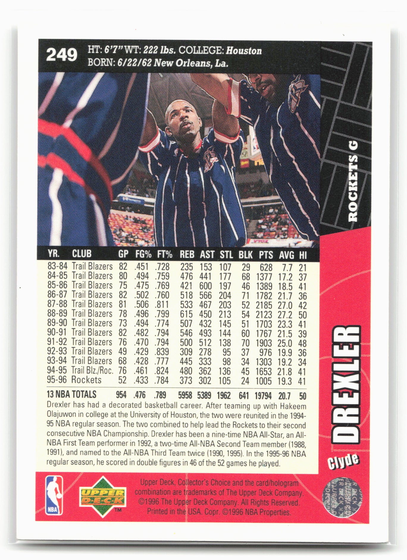 1996-97 Collector's Choice #249 Clyde Drexler
