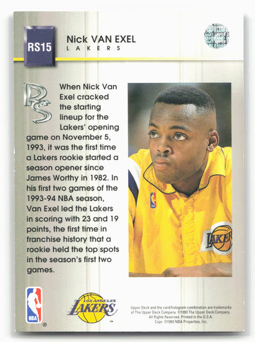 1993-94 Upper Deck #RS15 Nick Van Exel Rookie Standouts