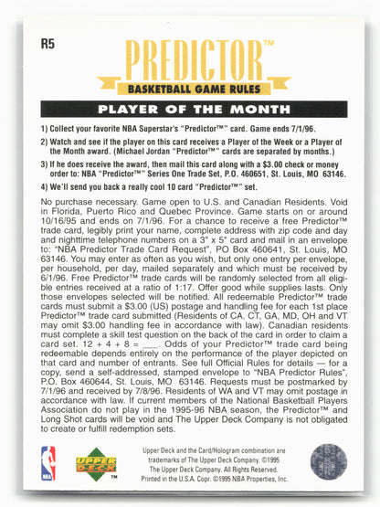 1995-96 Upper Deck #R5 Michael Jordan Predictors: Player of the Month