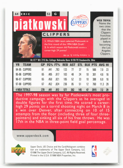 1998-99 UD Choice Preview #64 Eric Piatkowski