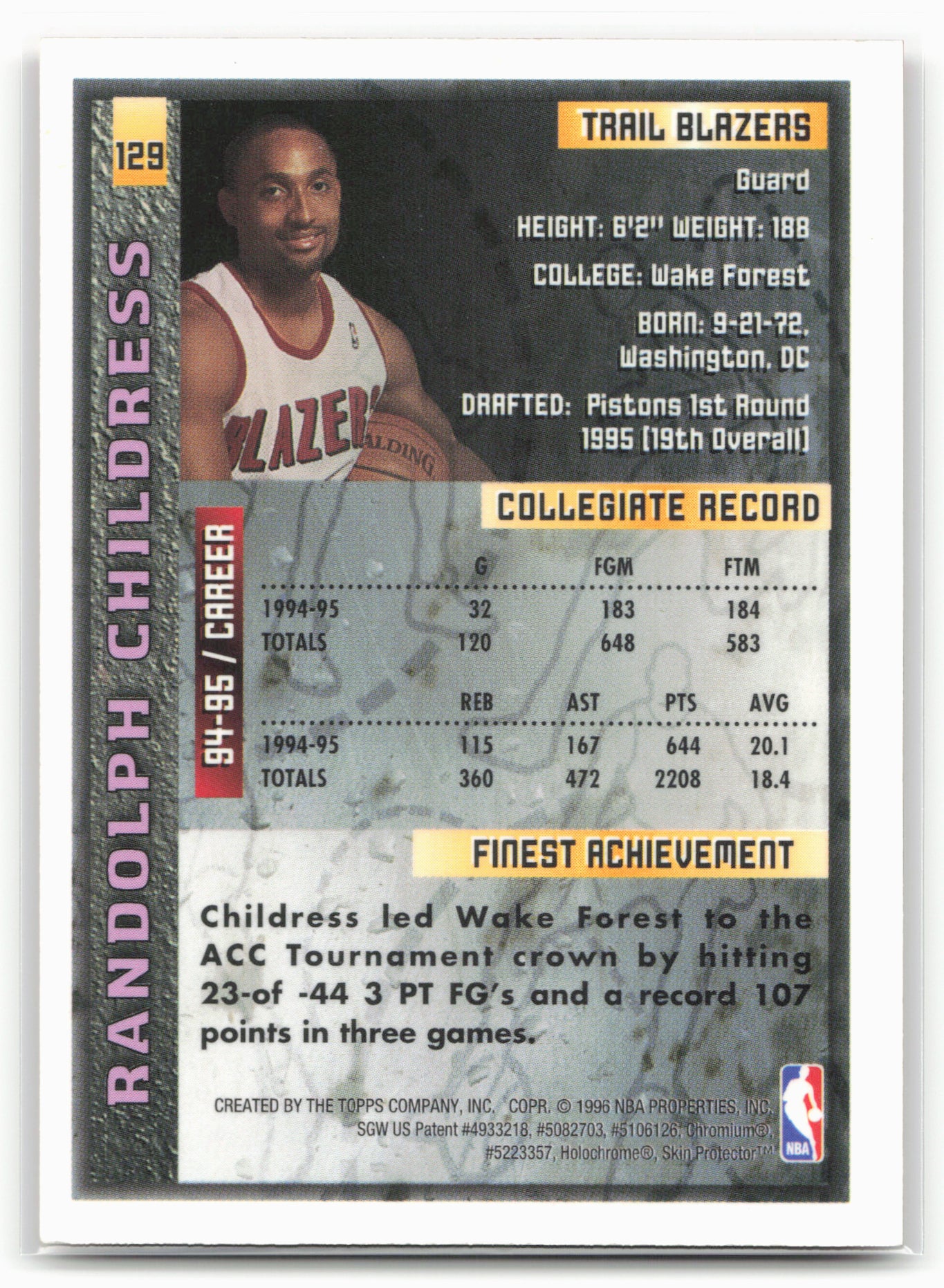 1995-96 Finest #129 Randolph Childress