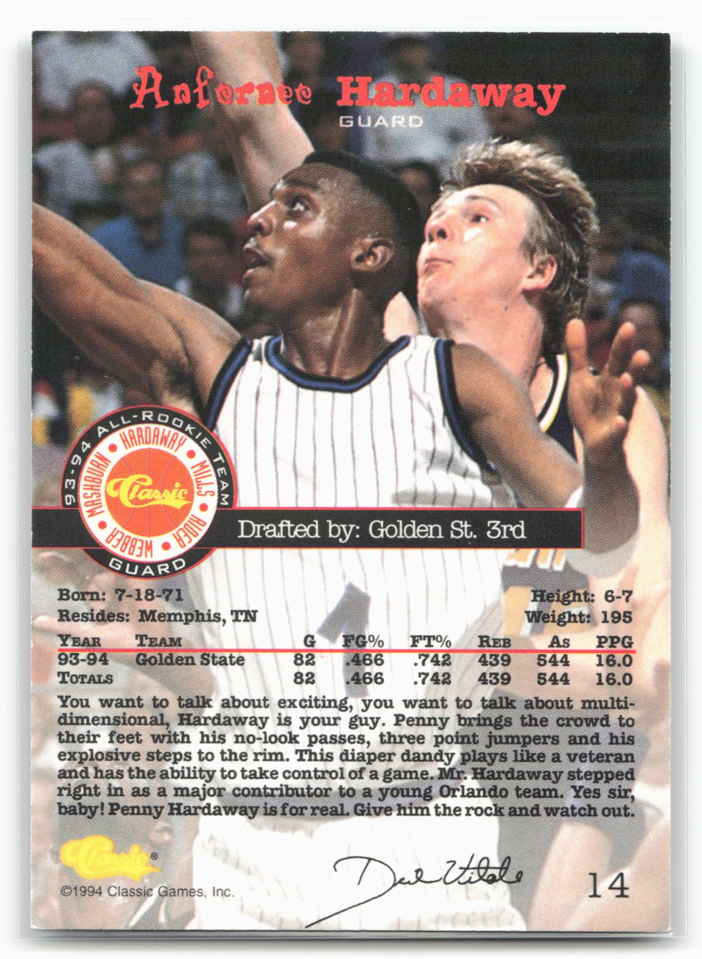 1994 Classic Draft #14 Anfernee Hardaway