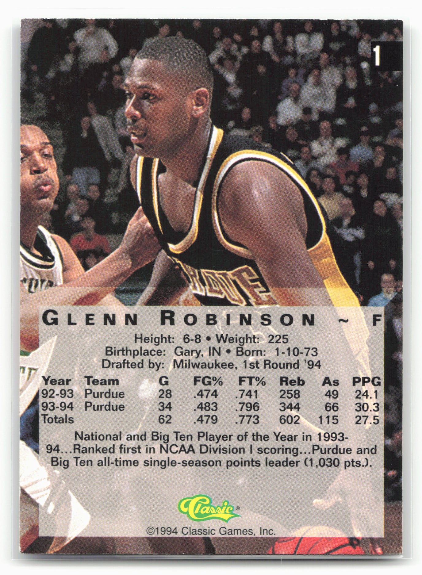 1994 Classic Four Sport #1 Glenn Robinson Gold