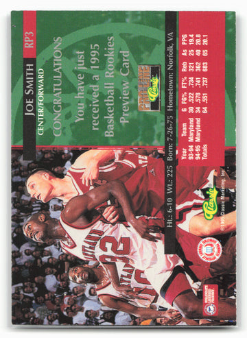 1995 Classic Rookies #RP3 Joe Smith Pro Line Previews