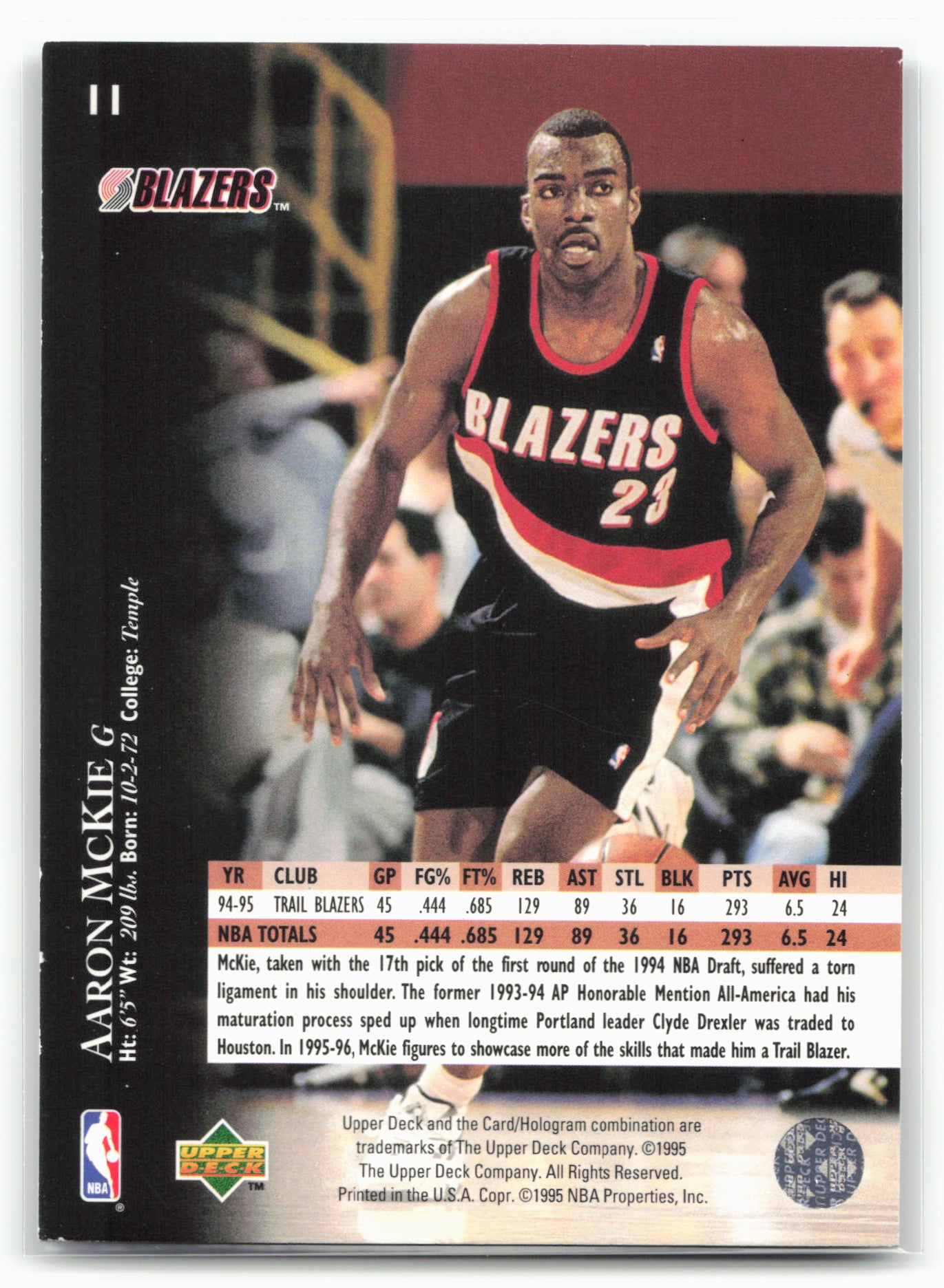 1995-96 Upper Deck #11 Aaron McKie Electric Court