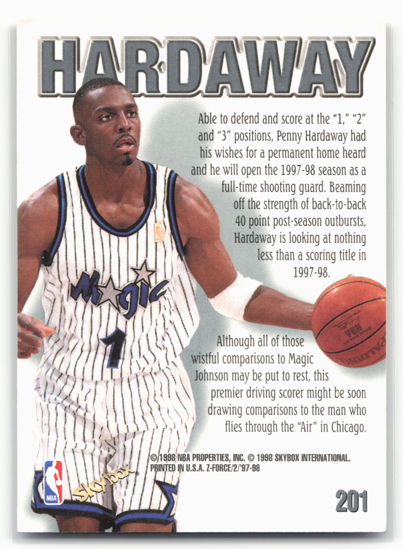 1997-98 SkyBox Z-Force #201 Anfernee Hardaway