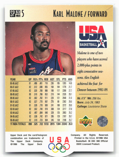 1996 Upper Deck USA #S3 Karl Malone SP Career Statistics 25440