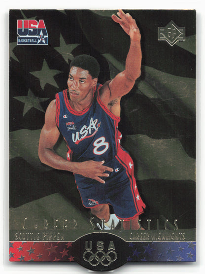 1996 Upper Deck USA #S7 Scottie Pippen SP Career Statistics Gold