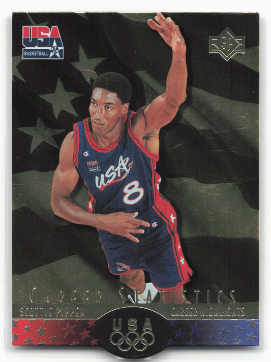 1996 Upper Deck USA #S7 Scottie Pippen SP Career Statistics Gold
