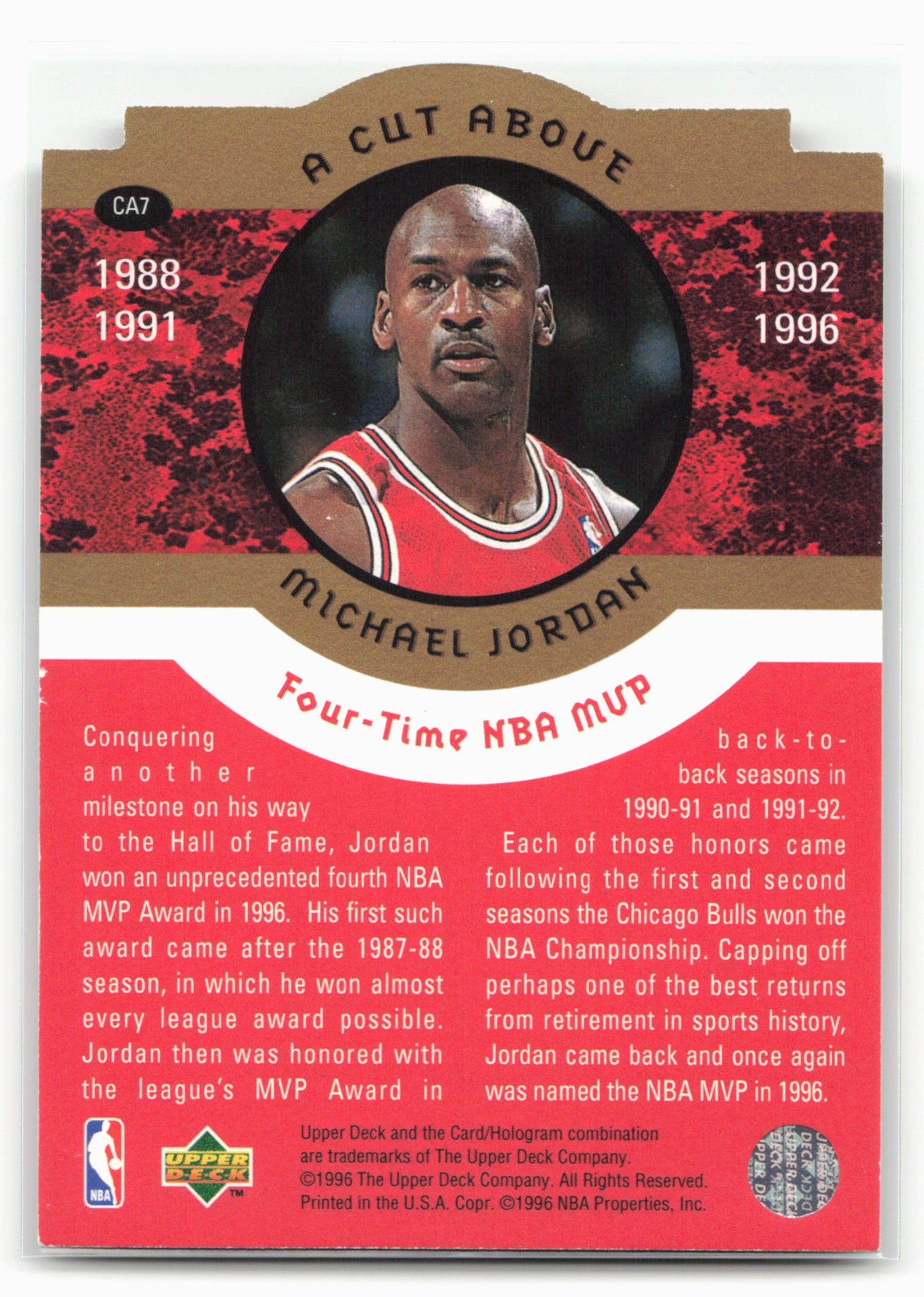 1996-97 Collector's Choice #CA7 Michael Jordan A Cut Above: The Jordan Years