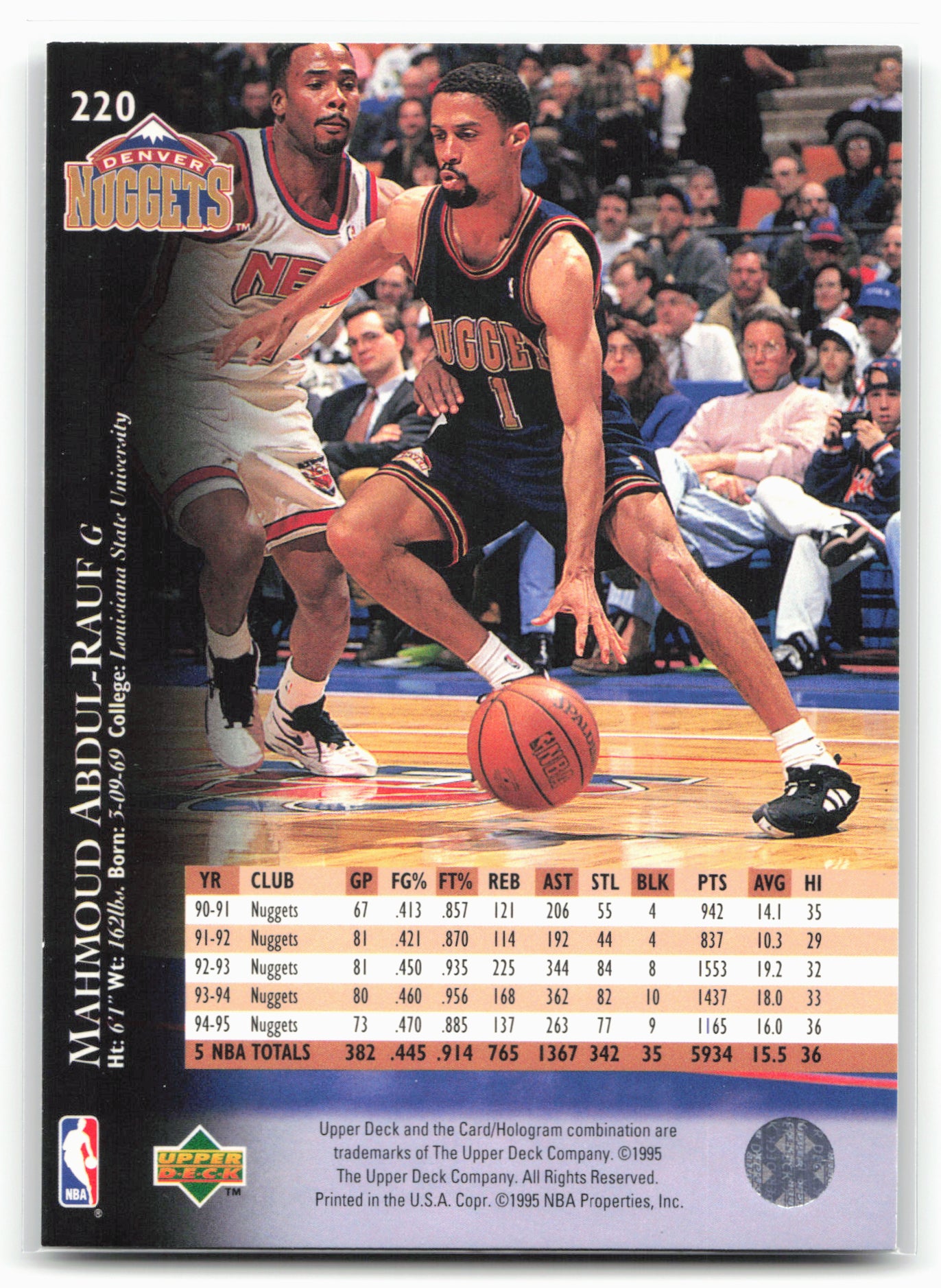 1995-96 Upper Deck #220 Mahmoud Abdul-Rauf Electric Court