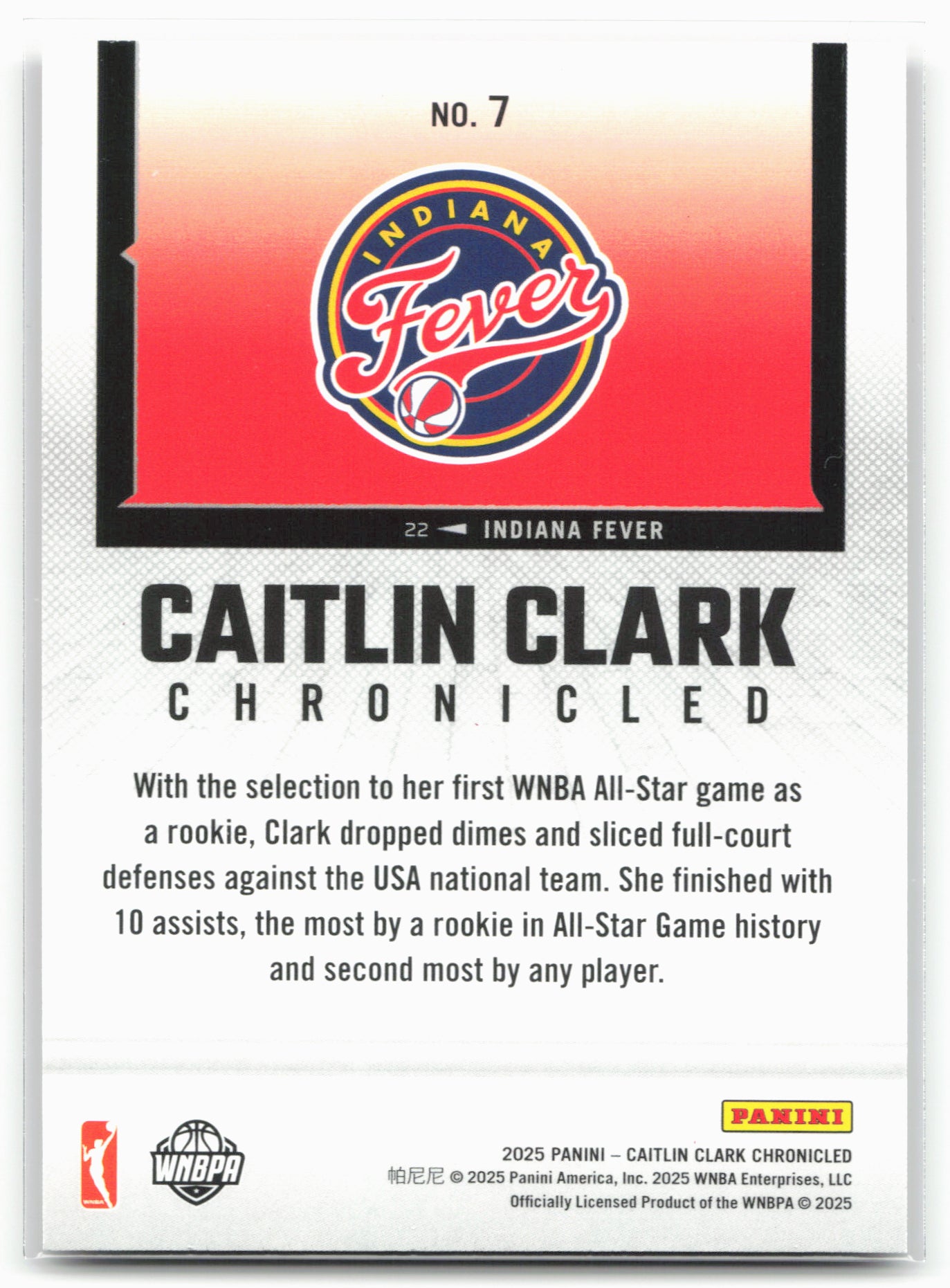 2025 Caitlin Clark Chronicled #7 Caitlin Clark red 25452