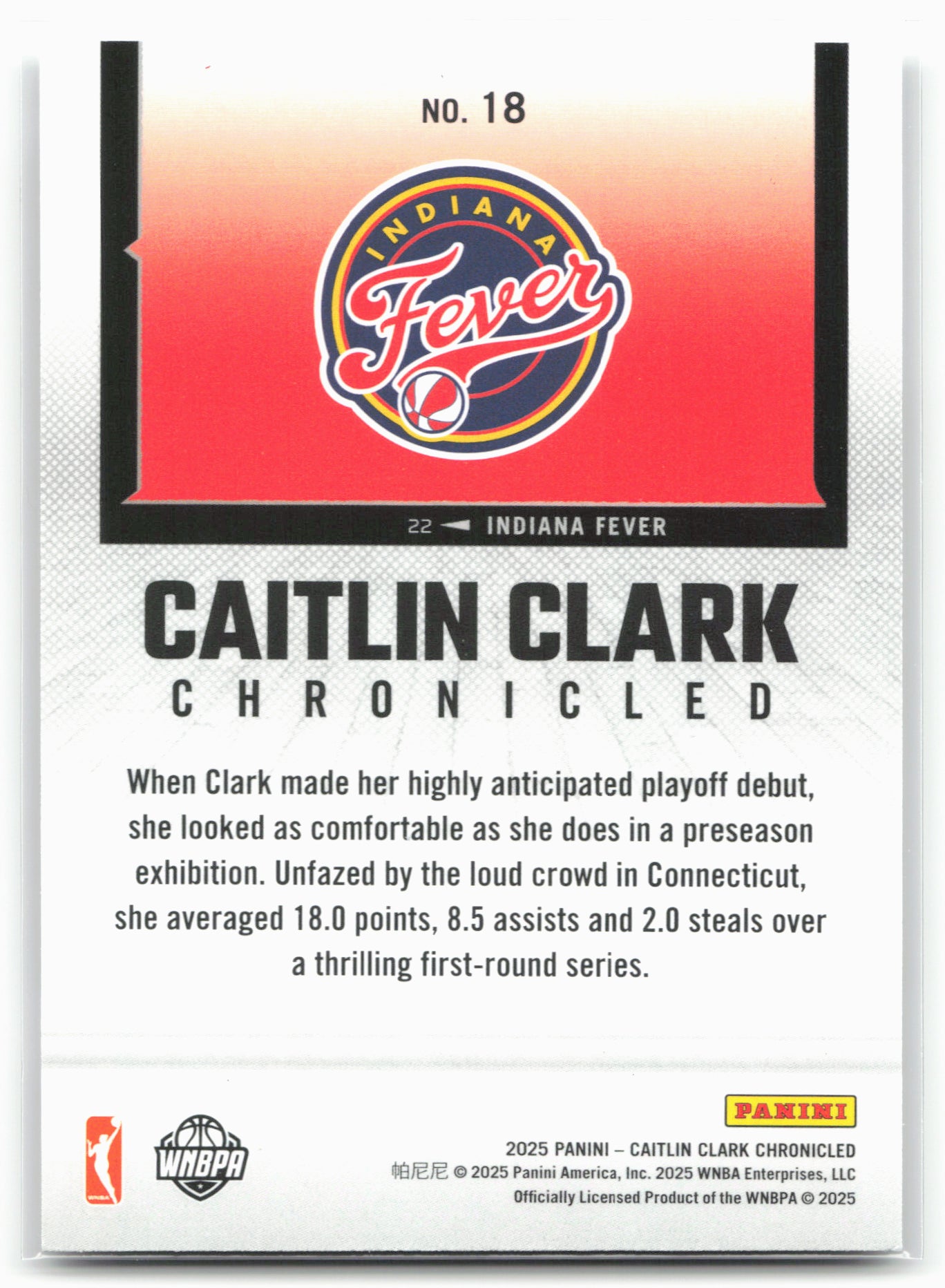 2025 Caitlin Clark Chronicled #18 Caitlin Clark 25462
