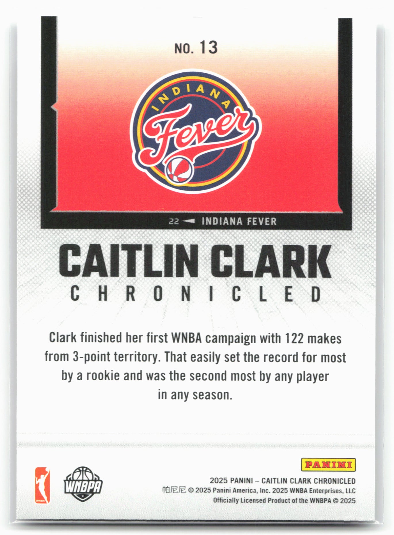2025 Caitlin Clark Chronicled #13 Caitlin Clark 25463