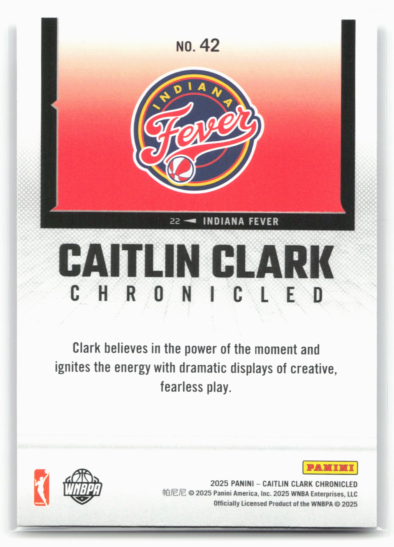 2025 Caitlin Clark Chronicled #42 Caitlin Clark 25465