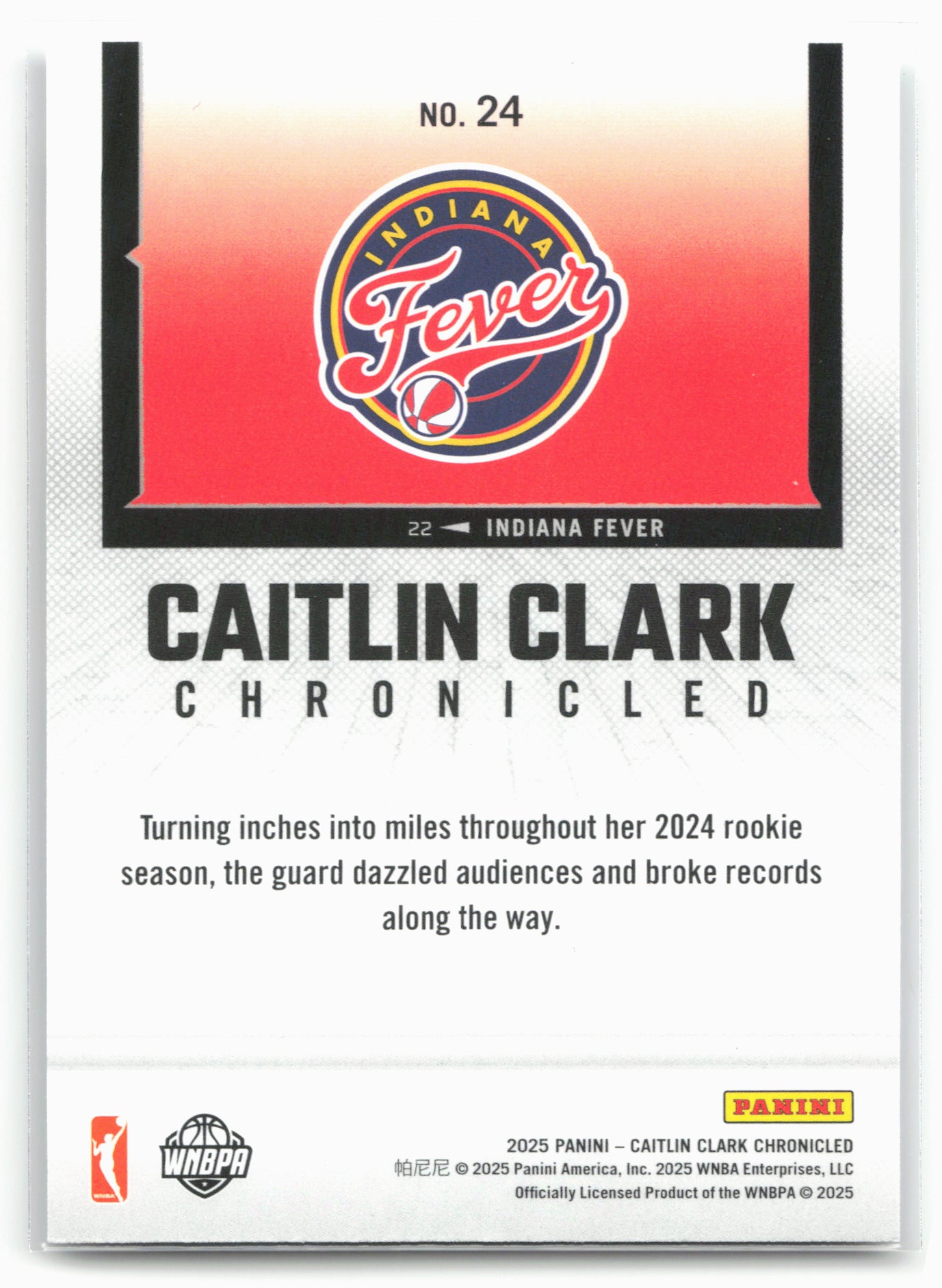2025 Caitlin Clark Chronicled #24 Caitlin Clark 25473