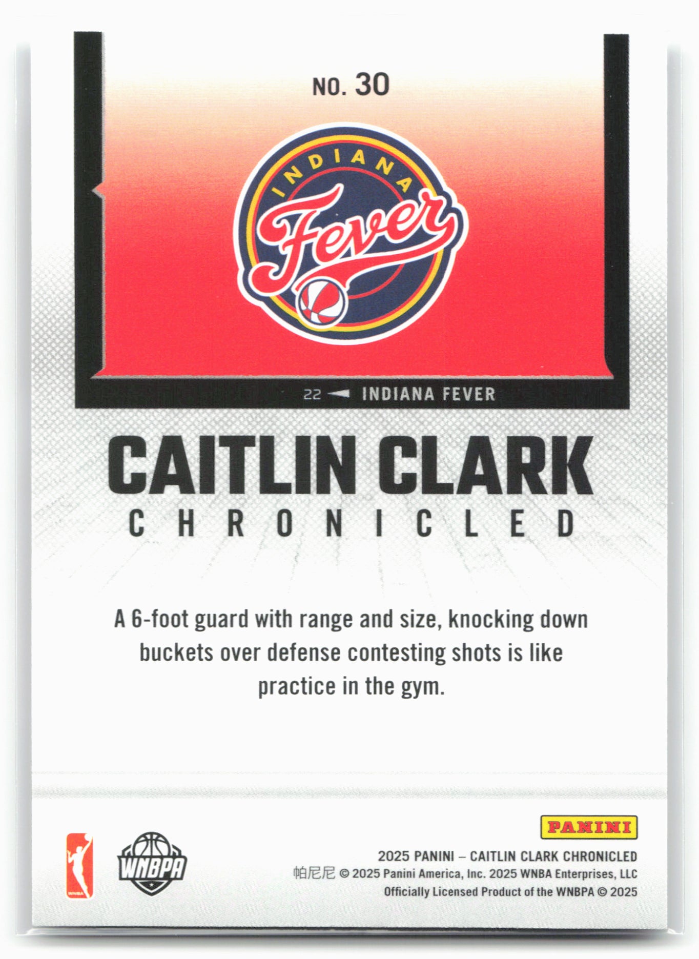 2025 Caitlin Clark Chronicled #30 Caitlin Clark 25475