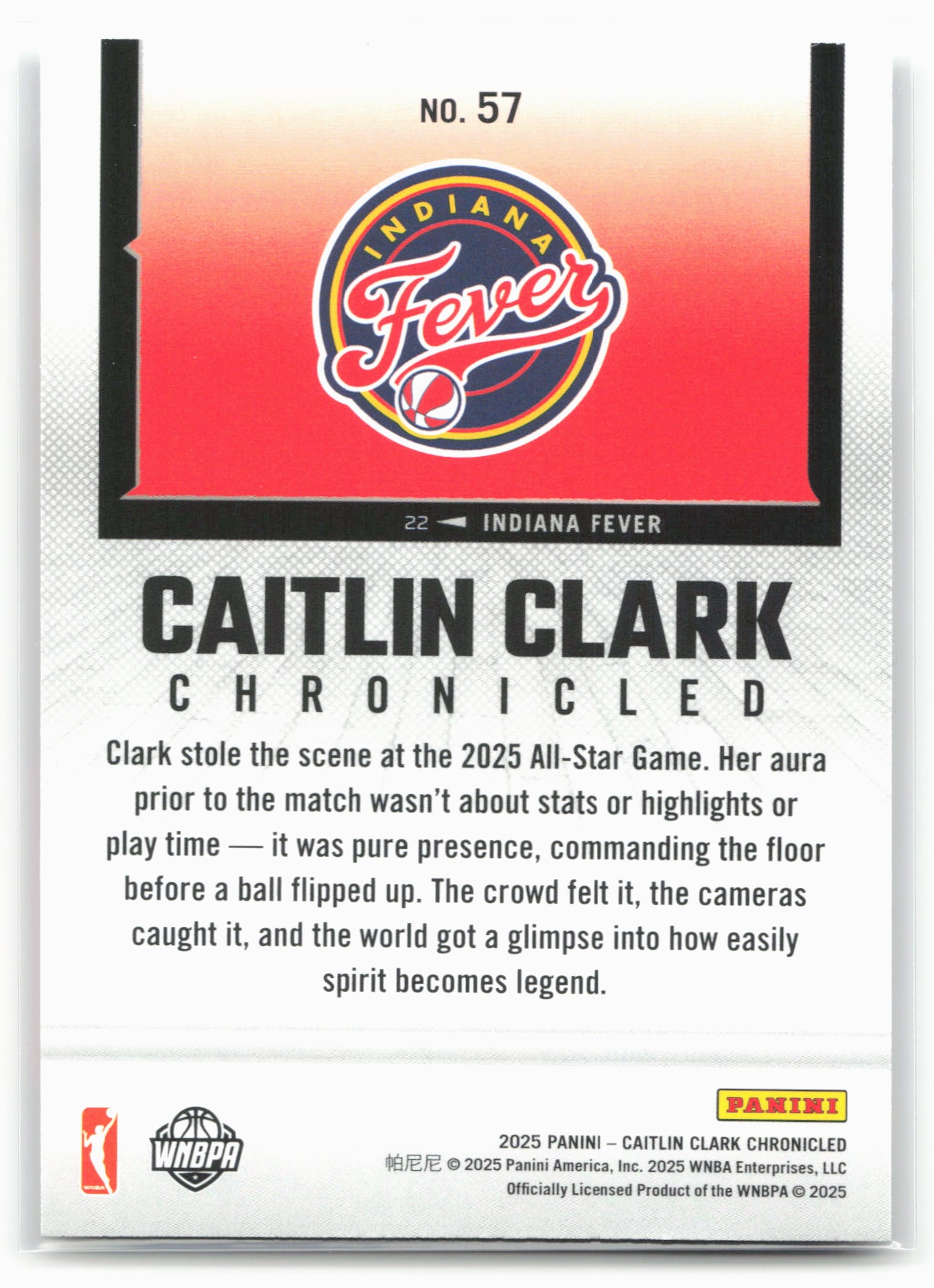 2025 Caitlin Clark Chronicled #57 Caitlin Clark 25476