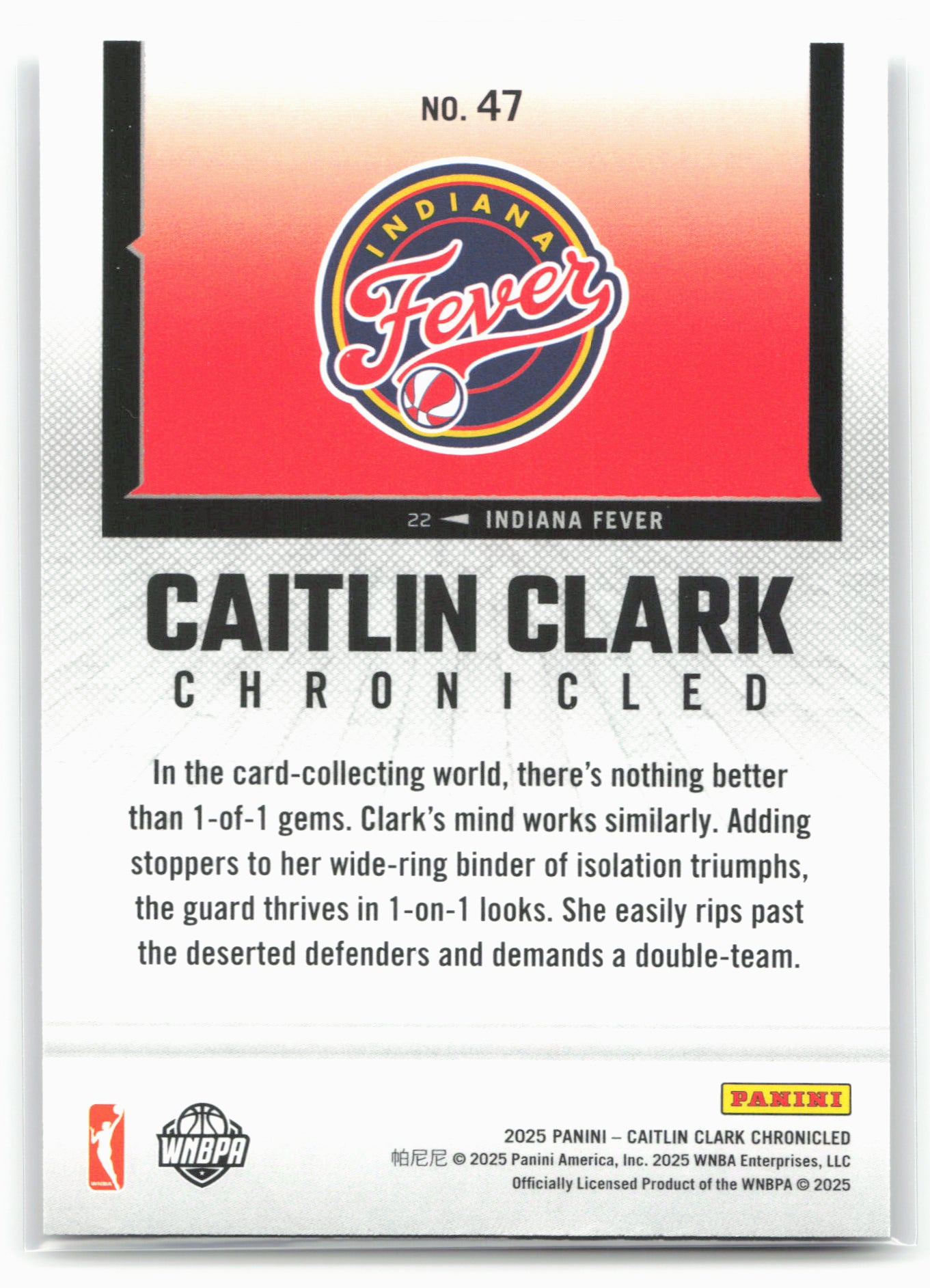 2025 Caitlin Clark Chronicled #47 Caitlin Clark 25479