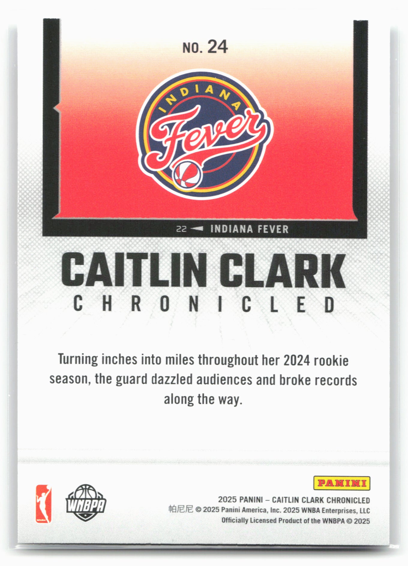 2025 Caitlin Clark Chronicled #24 Caitlin Clark 25483