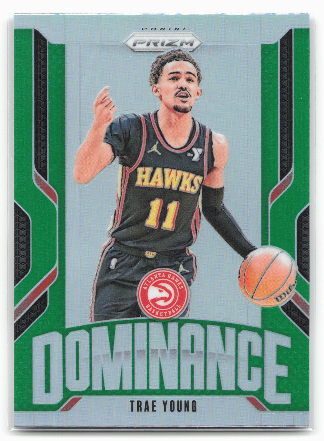 2024-25 Panini Prizm #20 Trae Young Dominance Prizms Green