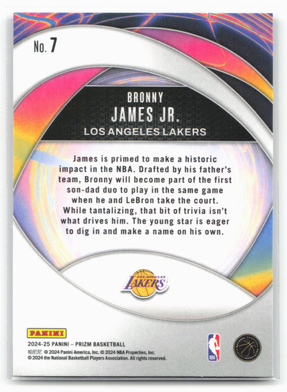 2024-25 Panini Prizm #7 Bronny James Jr. Instant Impact 25487