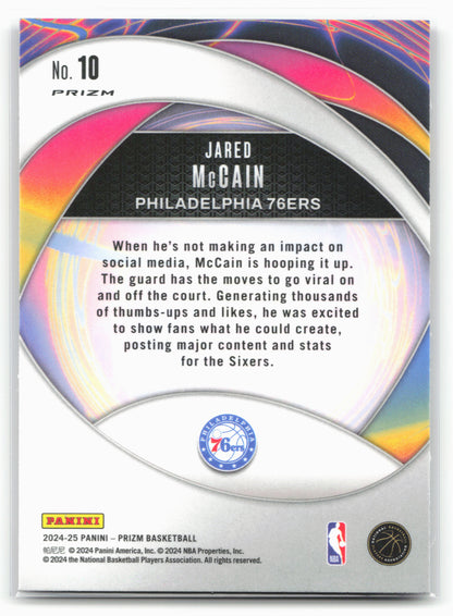 2024-25 Panini Prizm #10 Jared McCain Instant Impact Prizms Silver 25490
