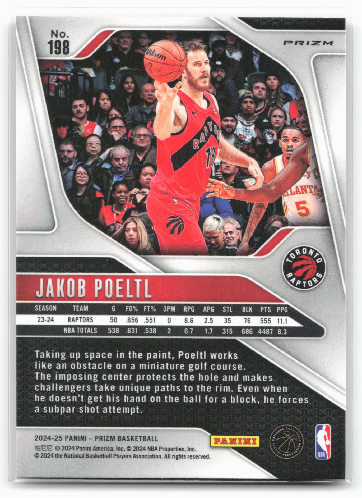 2024-25 Panini Prizm #198 Jakob Poeltl Prizms Red Ice 25492