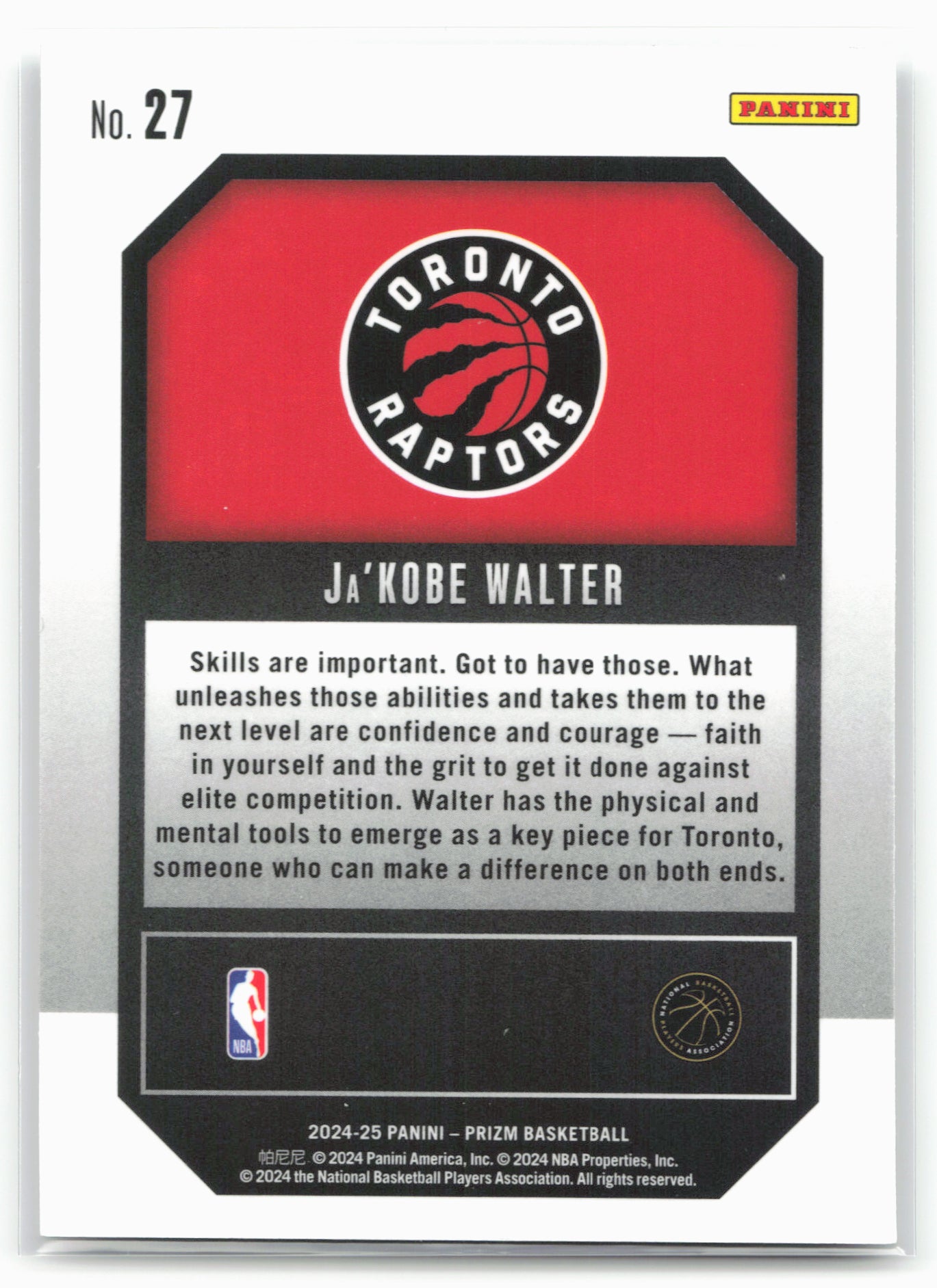 2024-25 Panini Prizm #27 Ja'Kobe Walter Emergent 25494