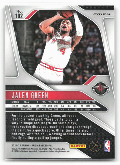 2024-25 Panini Prizm #102 Jalen Green Prizms Red Ice 25495