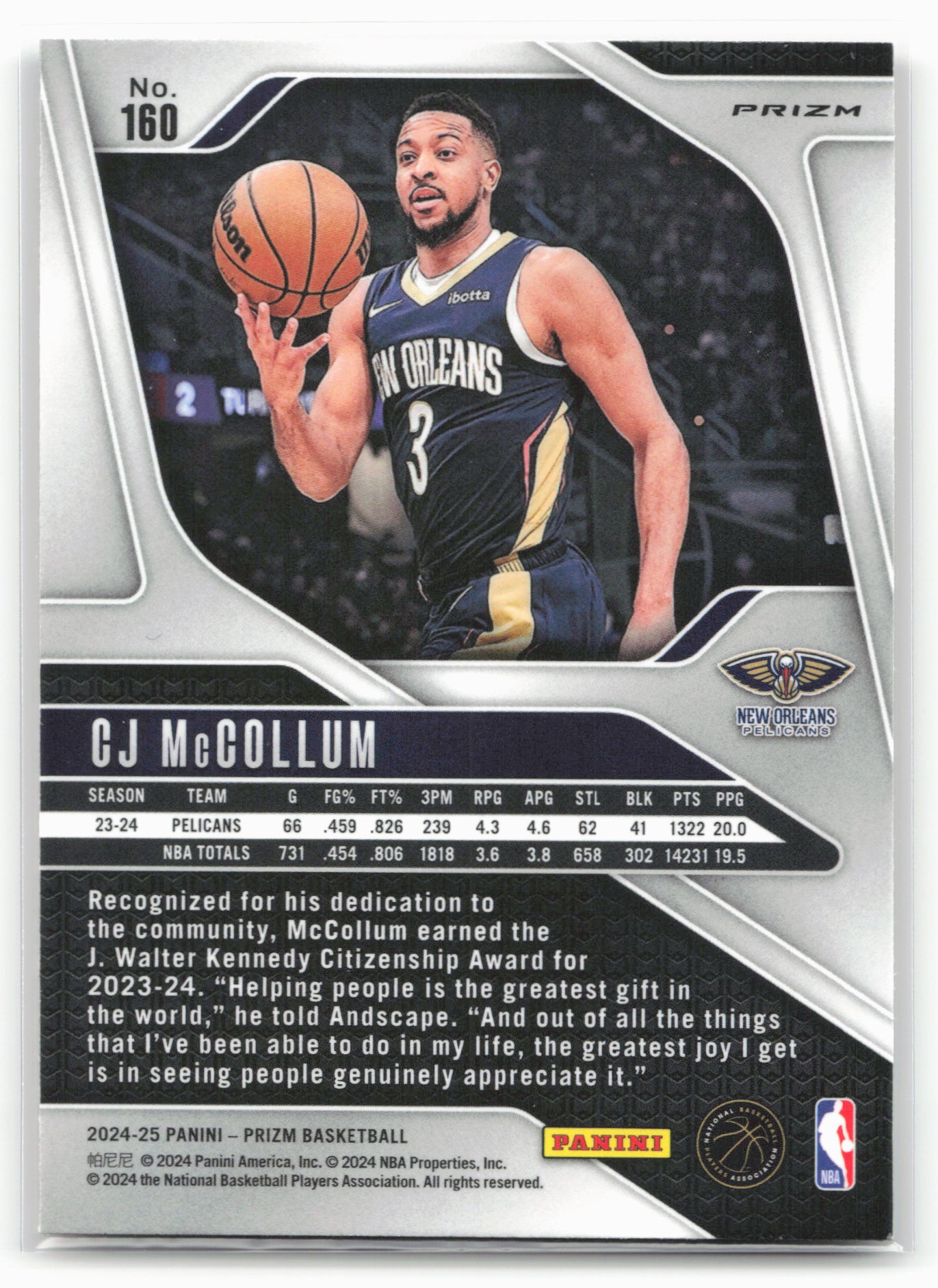 2024-25 Panini Prizm #160 CJ McCollum Prizms Red Ice 25496