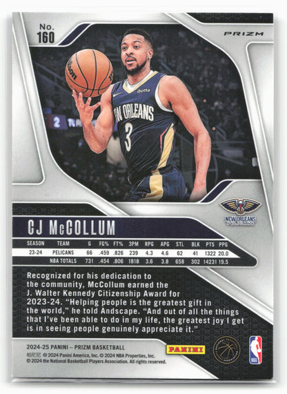 2024-25 Panini Prizm #160 CJ McCollum Prizms Red Ice 25496