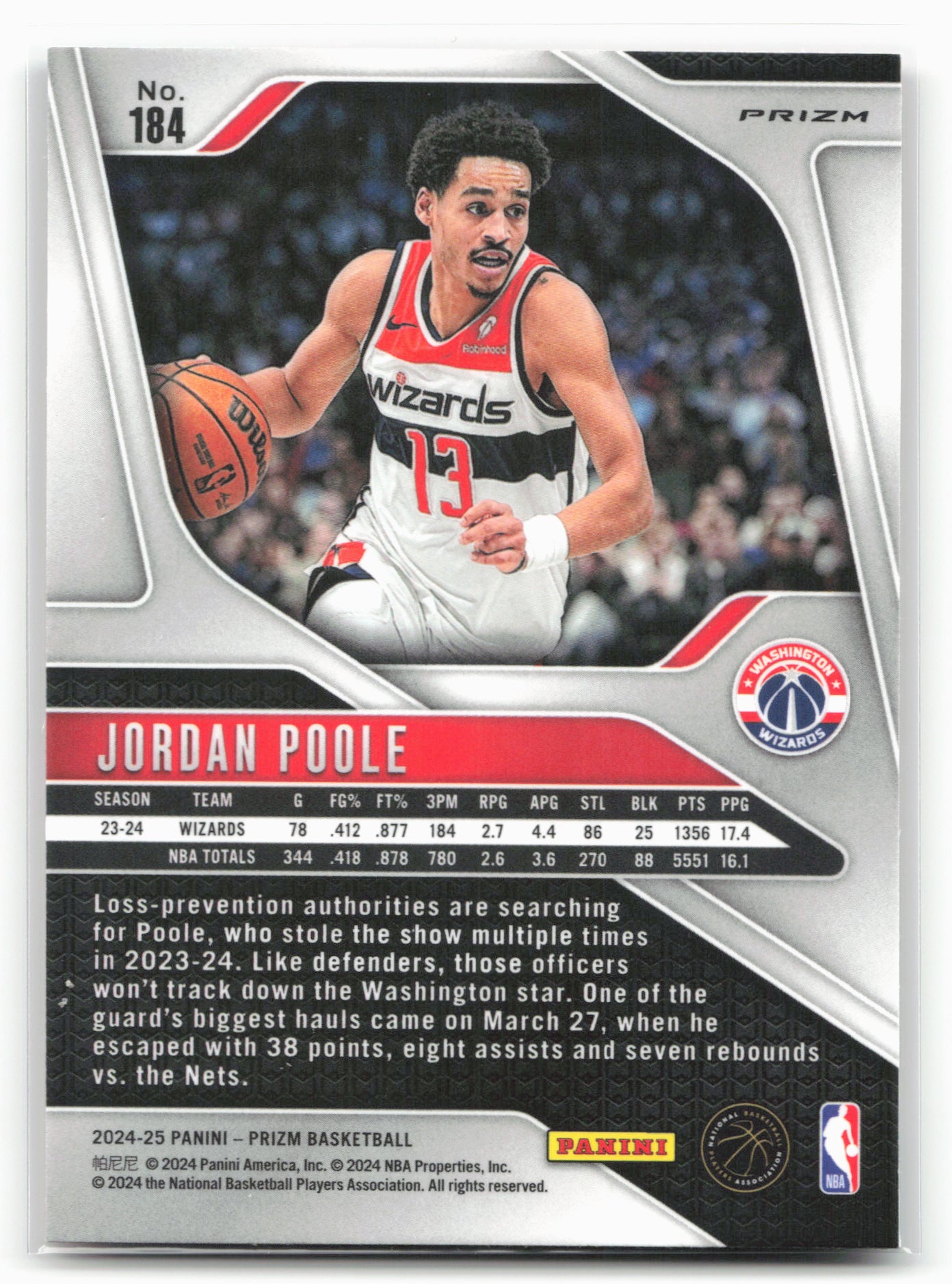 2024-25 Panini Prizm #184 Jordan Poole Prizms Red Ice 25497