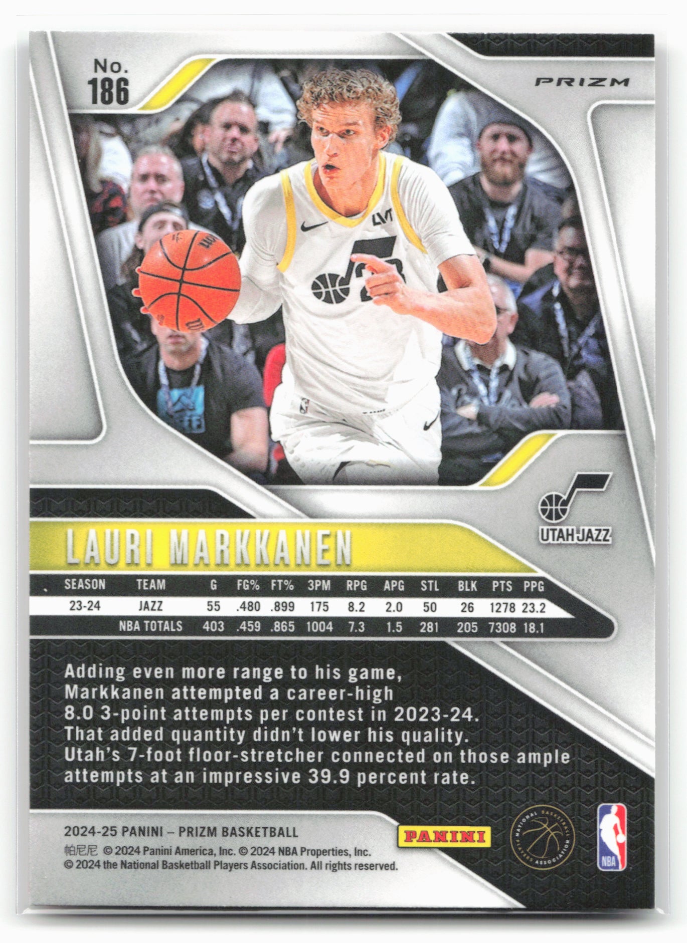 2024-25 Panini Prizm #186 Lauri Markkanen Prizms Red Ice 25498