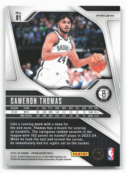 2024-25 Panini Prizm #91 Cameron Thomas Prizms Silver 25500