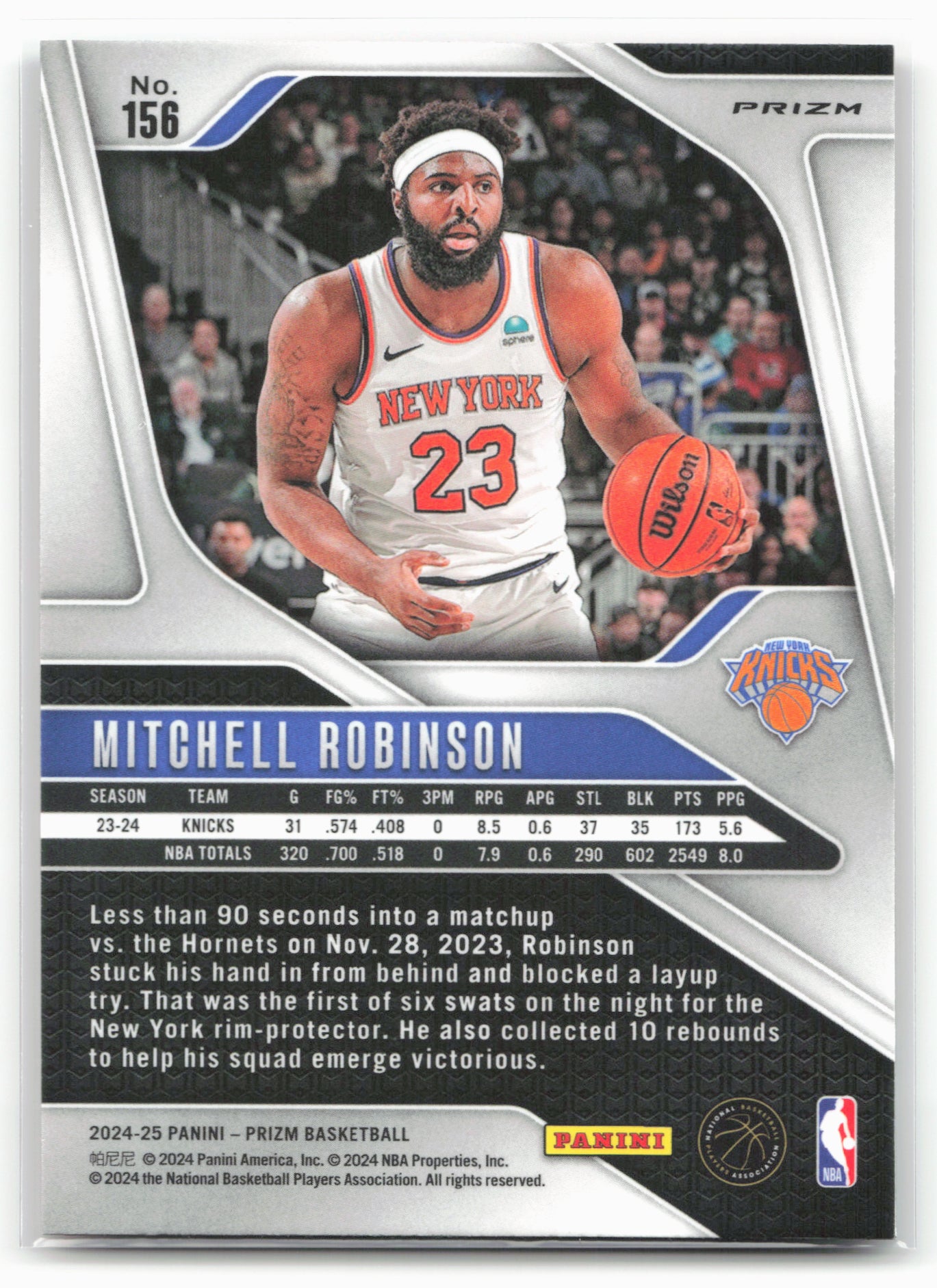 2024-25 Panini Prizm #156 Mitchell Robinson Prizms Red Ice 25506