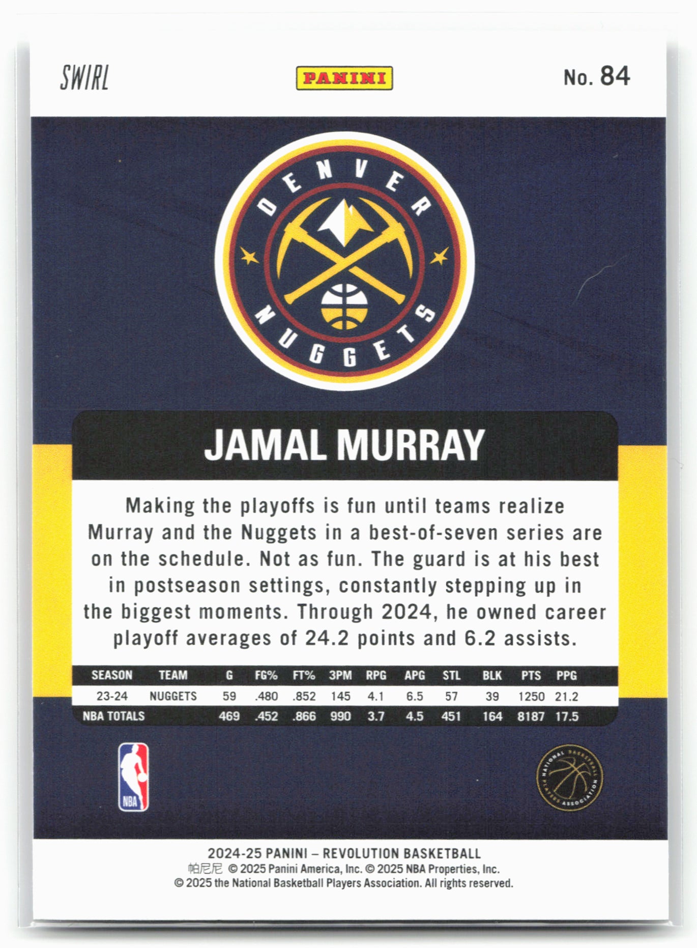2024-25 Panini Revolution #84 Jamal Murray Red Swirl 25519