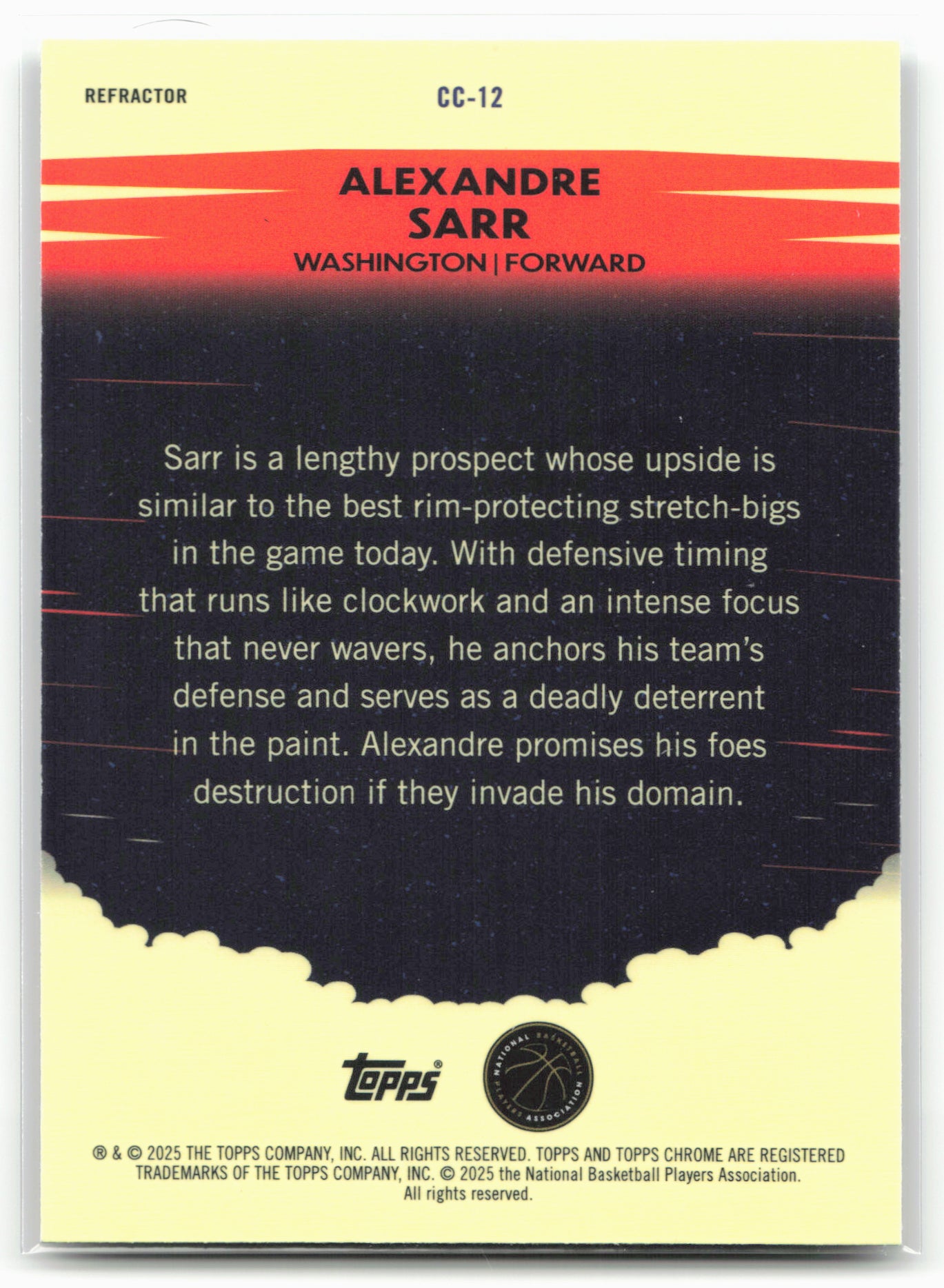 2024-25 Topps Chrome #CC-12 Alexandre Sarr Countdown Complete Refractor 25521