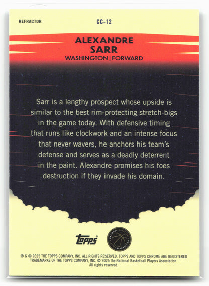 2024-25 Topps Chrome #CC-12 Alexandre Sarr Countdown Complete Refractor 25521