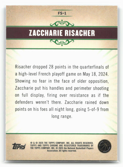 2024-25 Topps Chrome #FS-1 Zaccharie Risacher Fresh Blue Refractor 25525