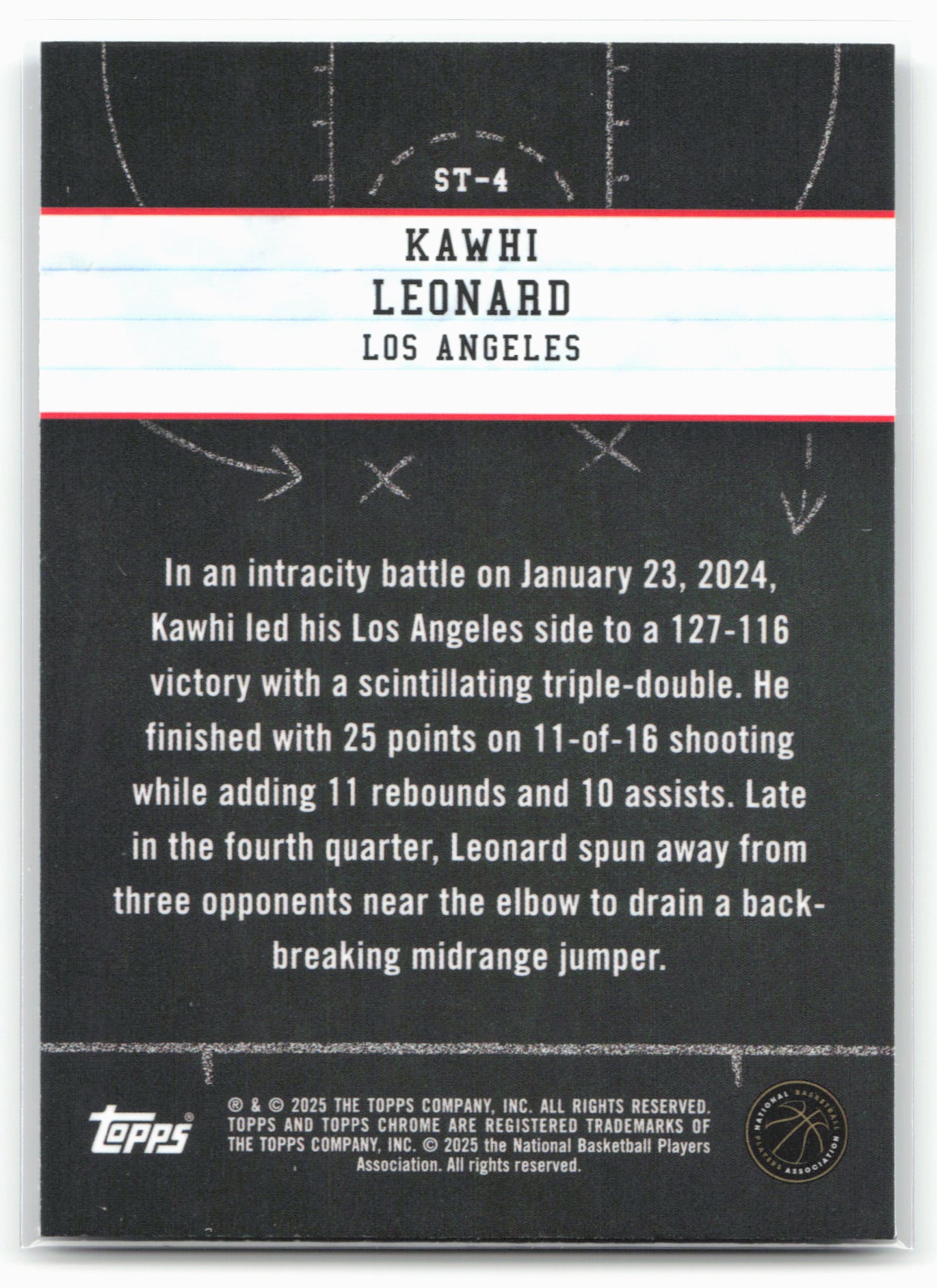2024-25 Topps Chrome #ST-4 Kawhi Leonard Show and Tell Blue Refractor 25527