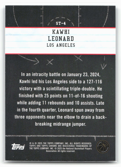 2024-25 Topps Chrome #ST-4 Kawhi Leonard Show and Tell Blue Refractor 25527