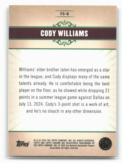 2024-25 Topps Chrome #FS-8 Cody Williams Fresh Start 25538